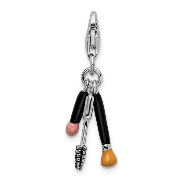 Sterling Silver Rhodium-Plated Enameled Makeup Charm product image