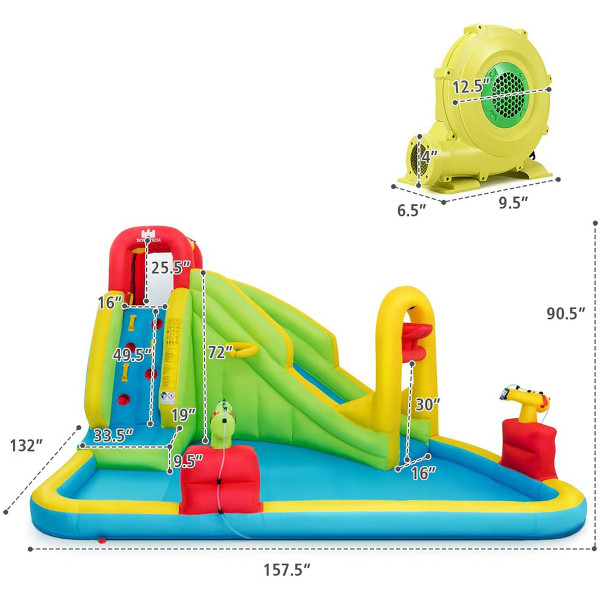 Kids Inflatable Water Slide Bounce House with 480W Blower product image