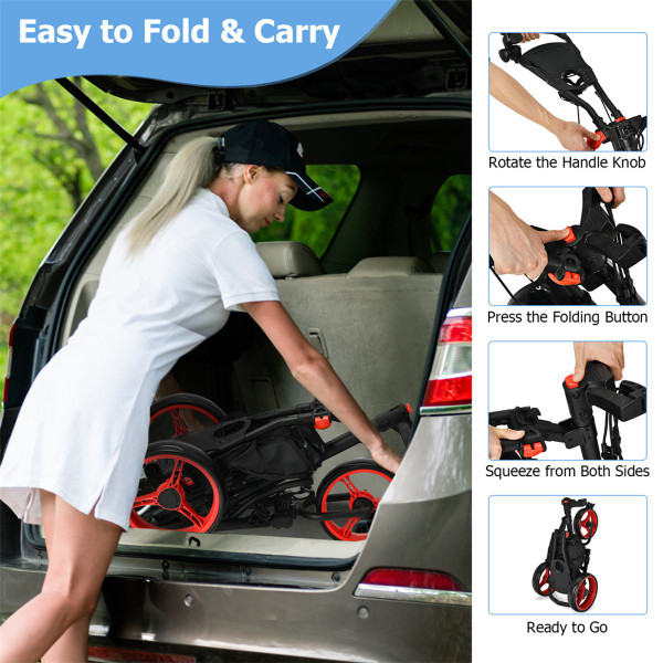 3-Wheel Golf Push Cart with Bag and Scoreboard product image