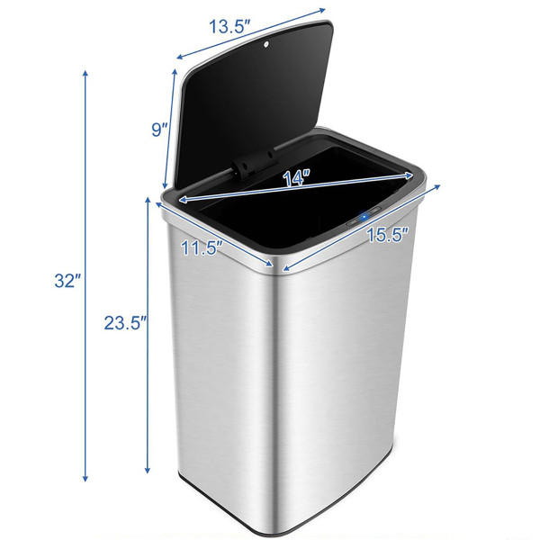 13.2-Gallon Rectangular Automatic Trash Can with Soft Close Lid product image