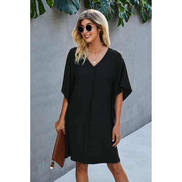 Women's V-Neck Dolman Sleeve Batwing-Style Dress product image