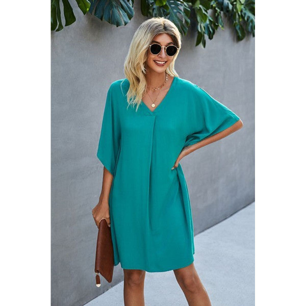 Women's V-Neck Dolman Sleeve Batwing-Style Dress product image