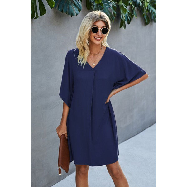 Women's V-Neck Dolman Sleeve Batwing-Style Dress product image