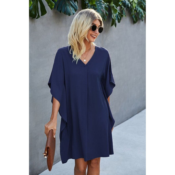 Women's V-Neck Dolman Sleeve Batwing-Style Dress product image
