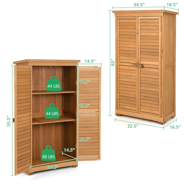 Outdoor Wooden Garden Tool Storage Cabinet product image