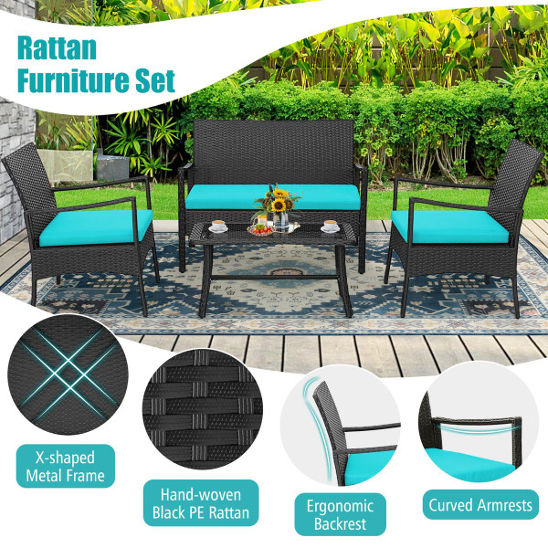 Costway 4-Piece Wicker Patio Furniture Set product image