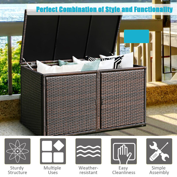 Costway 88 Gallon Rattan Patio Container Storage Bin product image