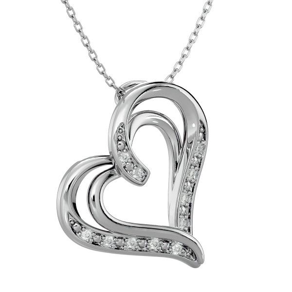 10-Diamond Natural Rose-Cut Heart Necklace with 18-Inch Chain product image