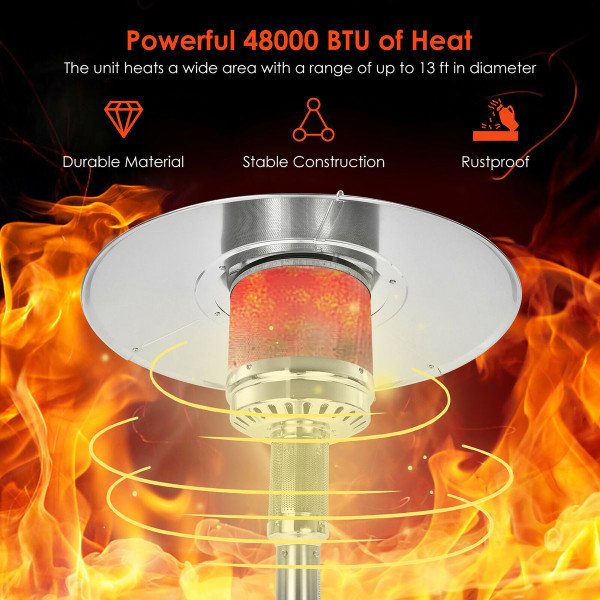 Costway 48000 BTU Stainless Steel Propane Patio Heater - Thumbnail 5