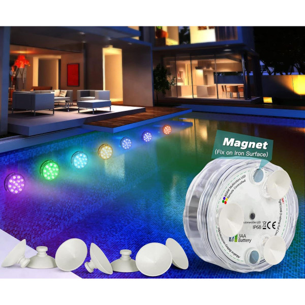 Submersible RGB LED Pool Light with 16 Colors and Suction Cups (1- to 3-Pack) product image