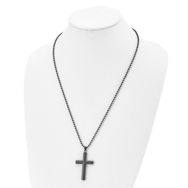 Stainless Steel Brushed and Polished 24-inch IP-Plated Cross Necklace product image