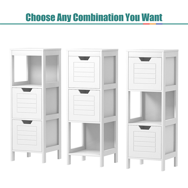 3-Tier Wooden Floor-Standing Storage Cabinet with Drawers product image