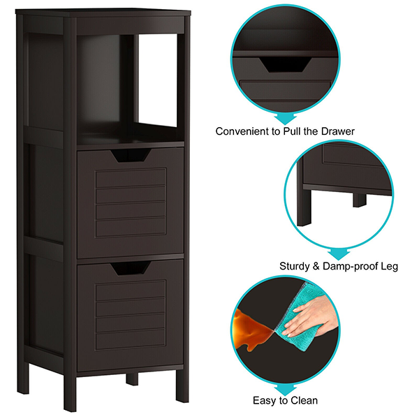 3-Tier Wooden Floor-Standing Storage Cabinet with Drawers product image