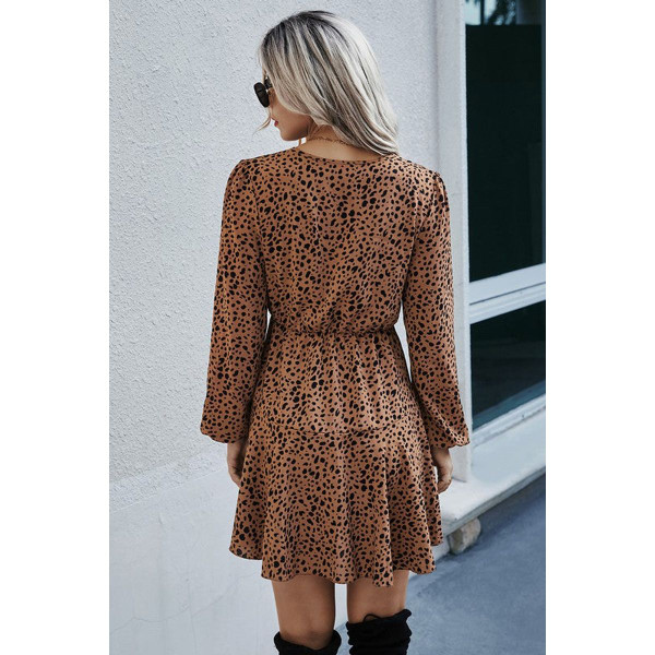 Women's Ditsy Leopard Print Waist Tie Dress product image