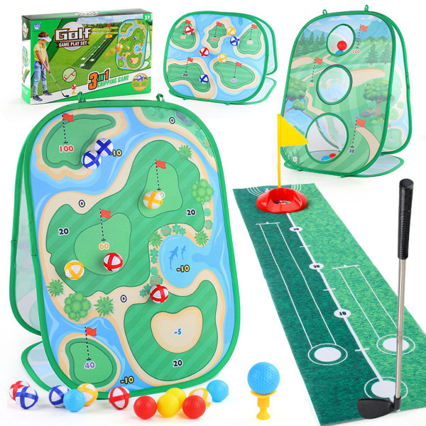 3 in 1 Golf Toys Set for Kids Sandbag Throwing Game with Golf Chipping Board, 12 Golf Ball, 1  Golf Clubs, Indoor Outdoor Birthday Gifts for Girls Boys product image
