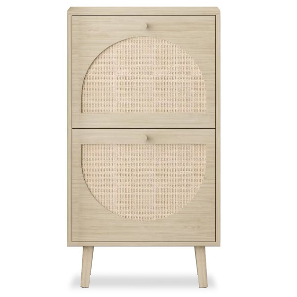 2-Drawer Rattan Shoe Cabinet Organizer product image