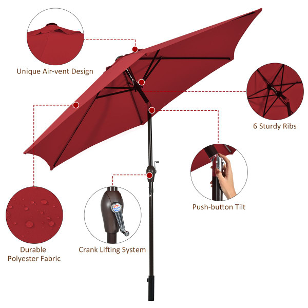 Costway 9Ft Patio Umbrella with Push Button Tilt Crank Lift product image