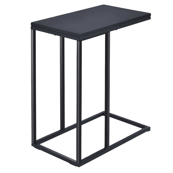 Black Wood and Steel C-Shape Side Table product image