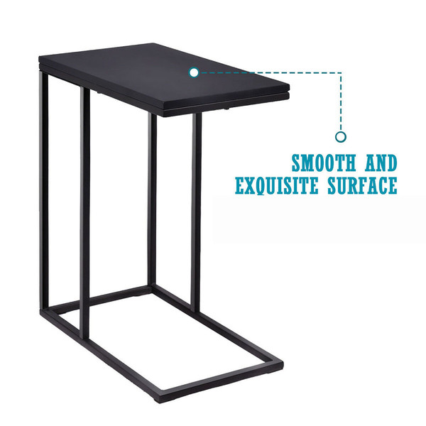 Black Wood and Steel C-Shape Side Table product image