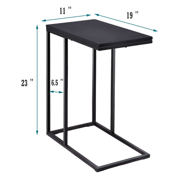 Black Wood and Steel C-Shape Side Table product image