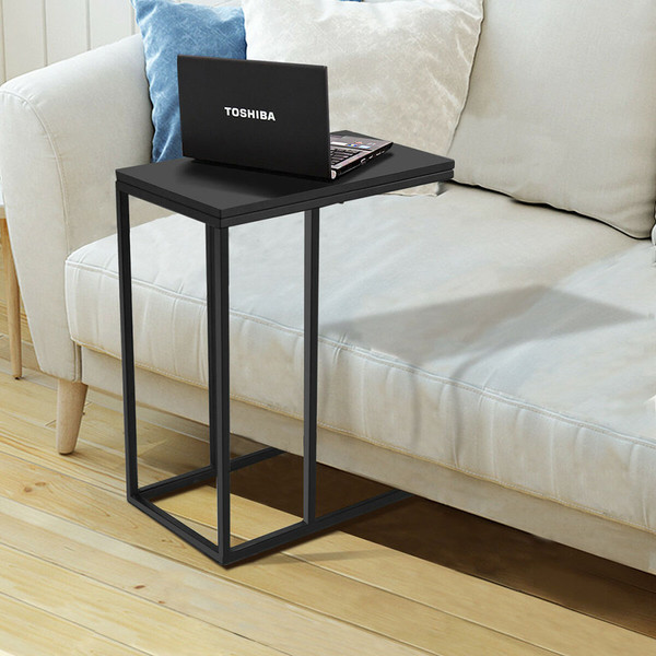 Black Wood and Steel C-Shape Side Table product image