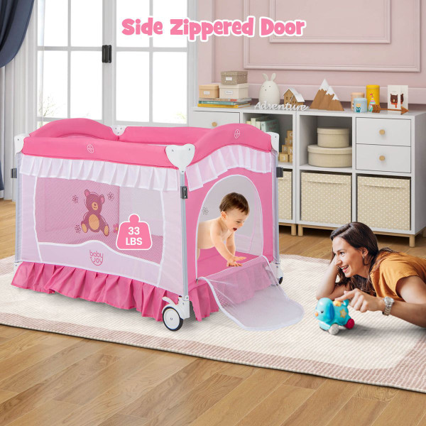 4-in-1 Portable Baby Playard with Carrying Bag &amp; Mosquito Net product image