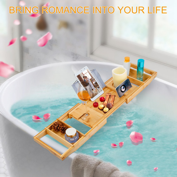 NewHome™ Bamboo Adjustable Width Bathroom Caddy Tray product image