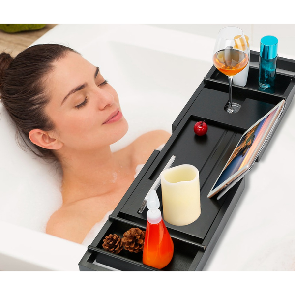 NewHome™ Bamboo Adjustable Width Bathroom Caddy Tray product image