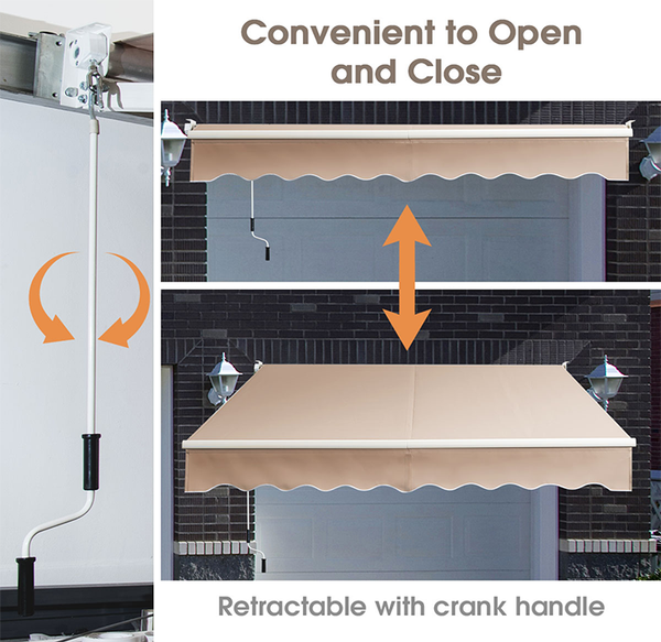 Retractable 10' x  8' Crank Handle Patio Awning product image