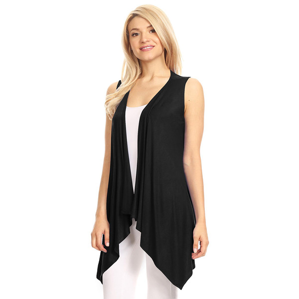 Women's Lightweight Sleeveless Solid Open-Front Drape Vest Cardigan product image