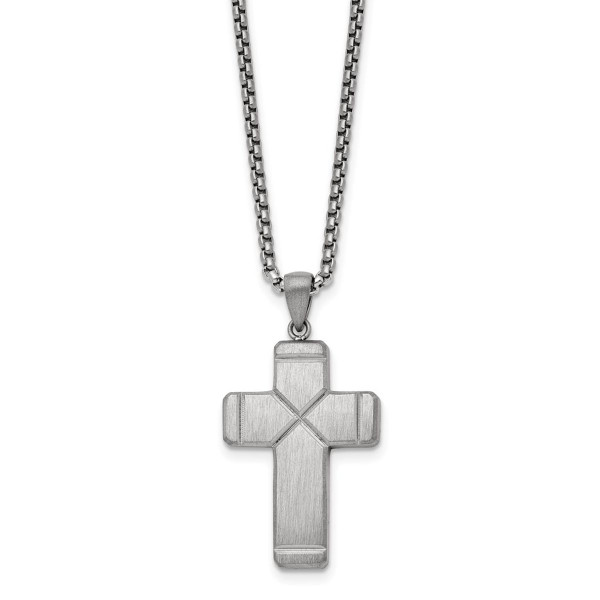 19.5in Stainless Steel Brushed and Polished Cross Necklace product image