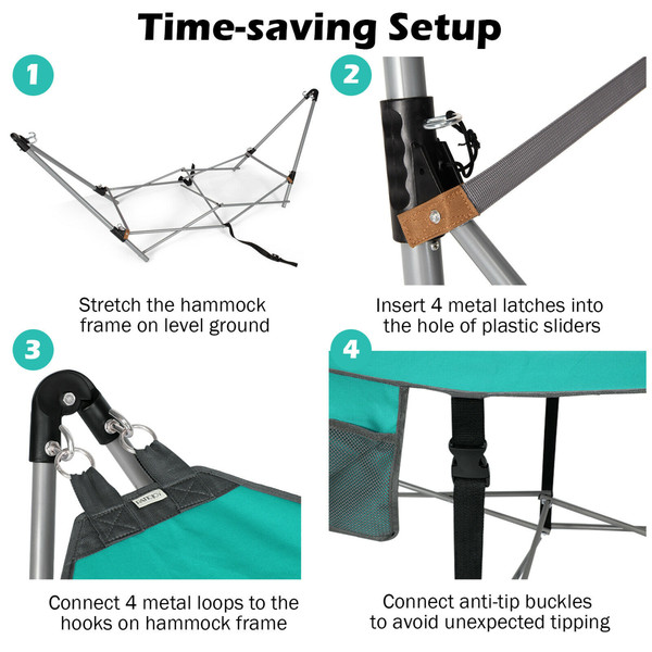 Costway Folding Hammock with Side Pocket and Iron Stand product image