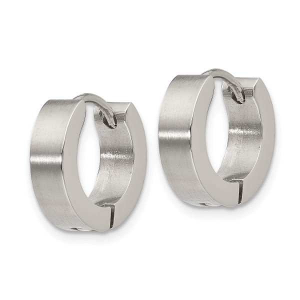 Brushed and Polished Stainless Steel Hinged Hoop Earrings product image