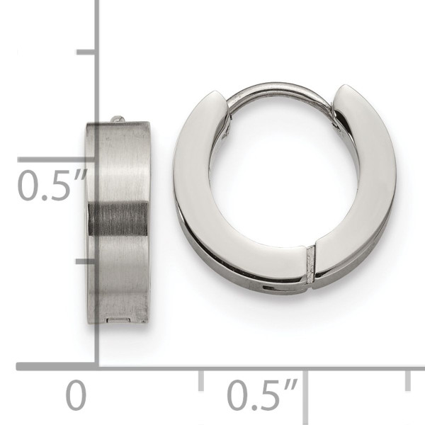 Brushed and Polished Stainless Steel Hinged Hoop Earrings product image