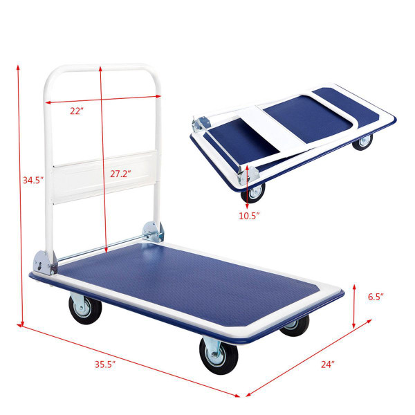 330- or 660-Pound Capacity Platform Push Cart Dolly product image
