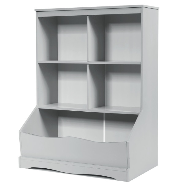 Kids' 3-Tier Multi-Functional Bookcase with 5 Open Storage Compartments product image