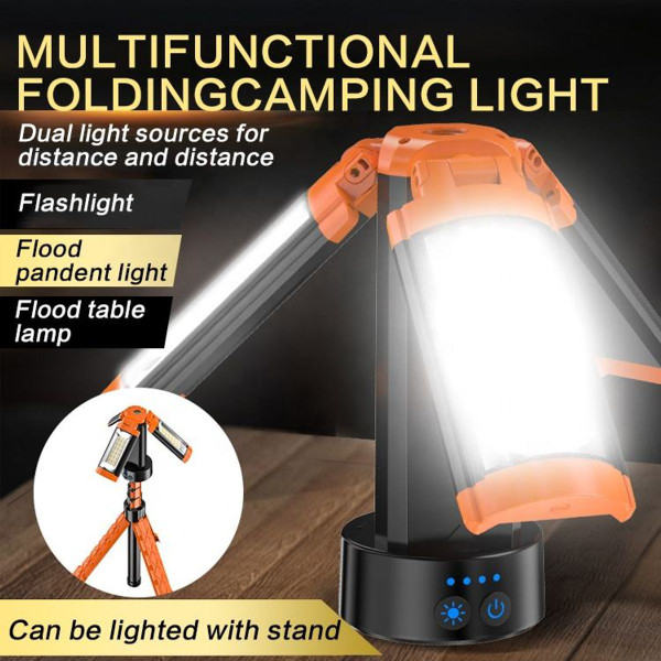 Portable LED Work Light Rotatable Lighting Head Camping Tent Light with Telescopic Tripod product image