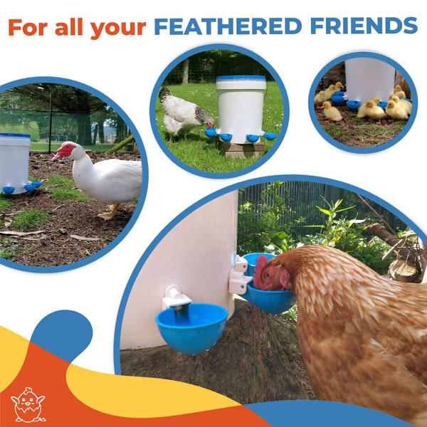 5 Pack Automatic Chicken Water Cups - Chicken Water Cups Suitable for Ducks, Geese, Turkeys and Bunny - Chicken Water Feeding Kit product image