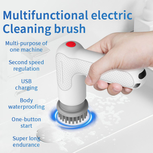 Electric Spin Scrubber Spofan Cordless Cleaning Brush with Replaceable Brush Heads and Rotating Speed Portable Shower Scrubber for Kitchen Tub Floor Car product image