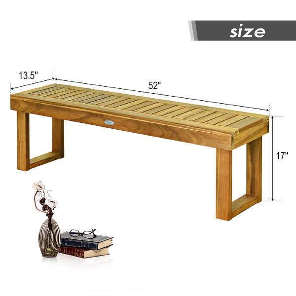 Outdoor Square-End 52'' Acacia Wood Bench (1- or 2-Pack) product image