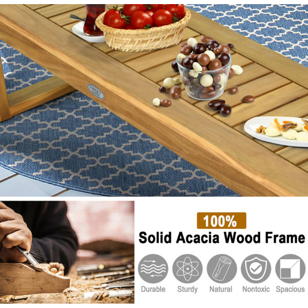 Outdoor Square-End 52'' Acacia Wood Bench (1- or 2-Pack) product image