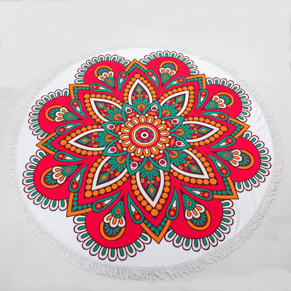 61-Inch Round Vibrant Beach Towel with Fringe product image