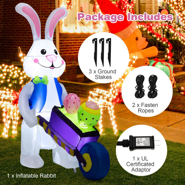 Costway 4FT Inflatable Easter Bunny with Pushing Cart product image