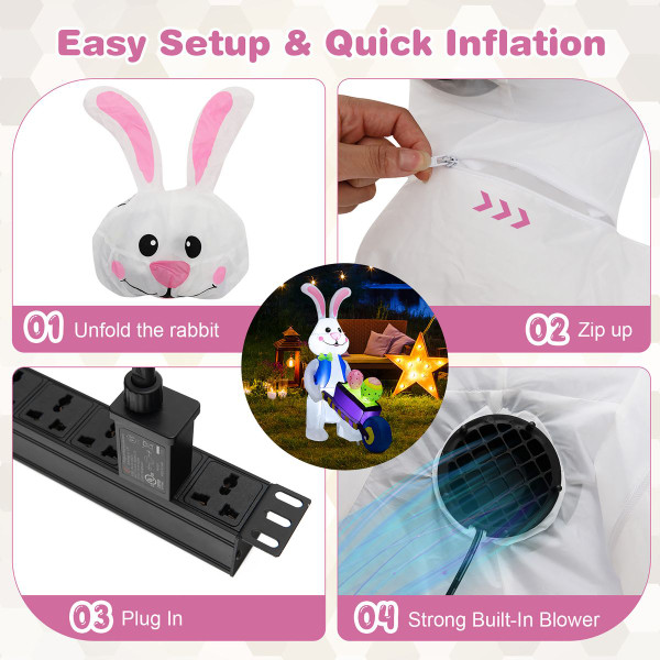 Costway 4FT Inflatable Easter Bunny with Pushing Cart product image