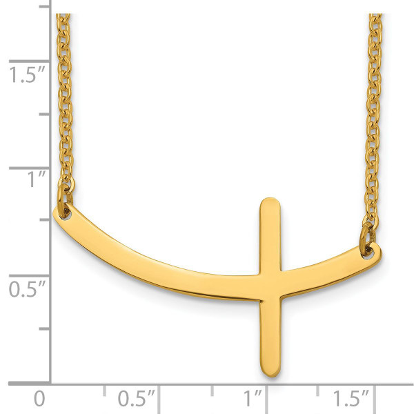 Polished Yellow IP-Plated Stainless Steel Sideways Cross Necklace product image