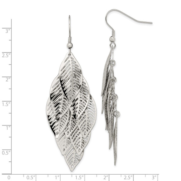 Stainless Steel Polished Leaves Dangle Earrings product image