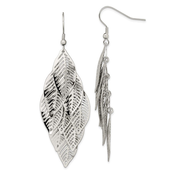 Stainless Steel Polished Leaves Dangle Earrings product image
