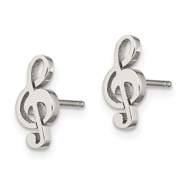 Stainless Steel Polished Treble Clef Post Earrings product image
