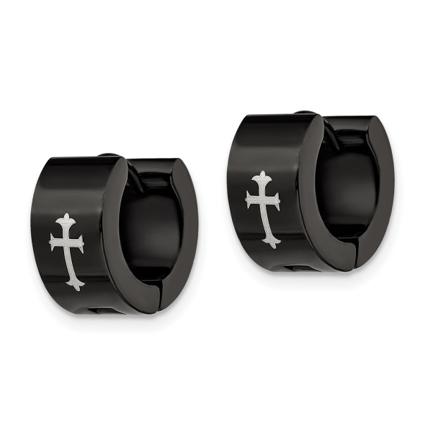 Stainless Steel IP-Plated 7mm Hinged Hoop Cross Earrings product image