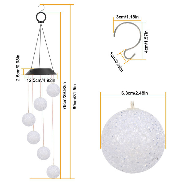 Solarek™ Solar Powered LED Ball Wind Chimes product image